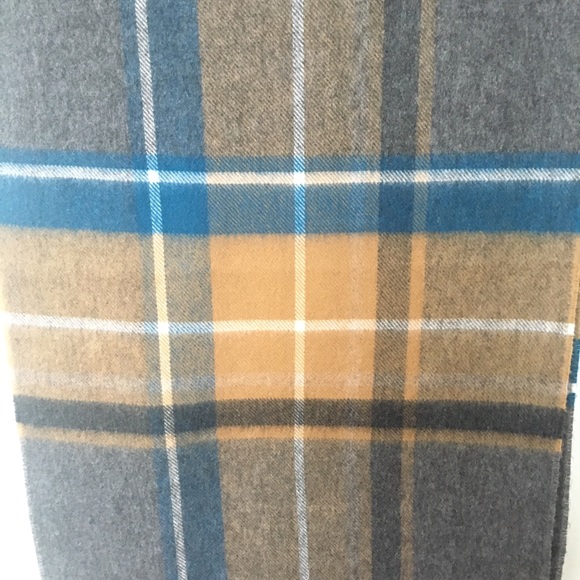 Scarf  Cashmink Plaid Rectangle 12" x 67" Grey Brown Germany Very Soft - Picture 5 of 5